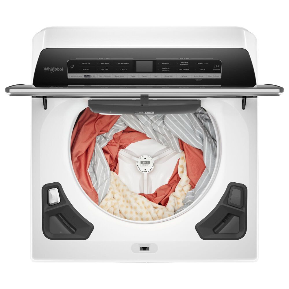 Whirlpool 5.3 Cu. Ft. Top Load Washer and 7.4 Cu. Ft. Top Load Gas Dryer Laundry Pair in White, , large