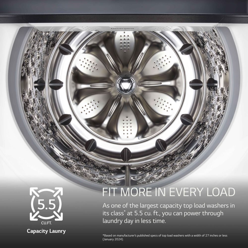 LG 5.5 Cu. Ft. Top Load Mega Capacity Smart Washer in White, , large