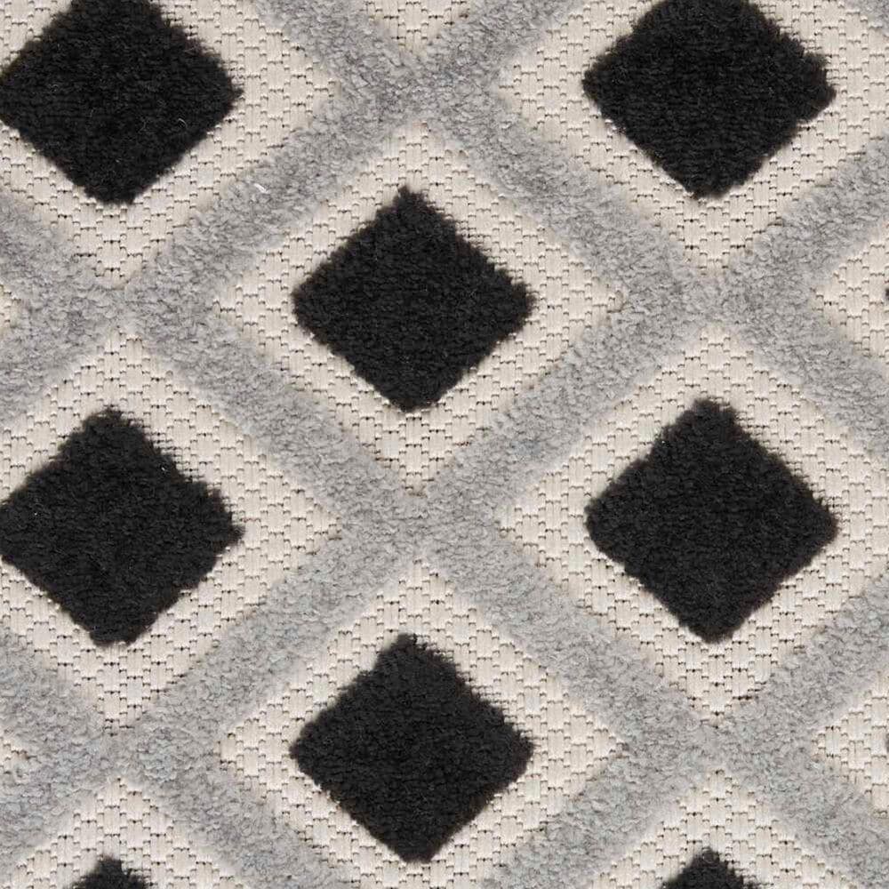 Nourison Aloha Geometric 2&#39; x 6&#39; Black and White Indoor/Outdoor Runner, , large