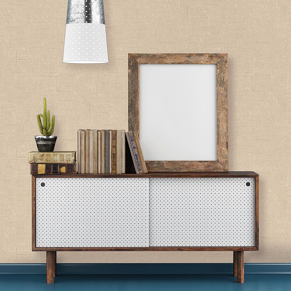 Tempaper Burlap Natural Peel and Stick Wallpaper, , large