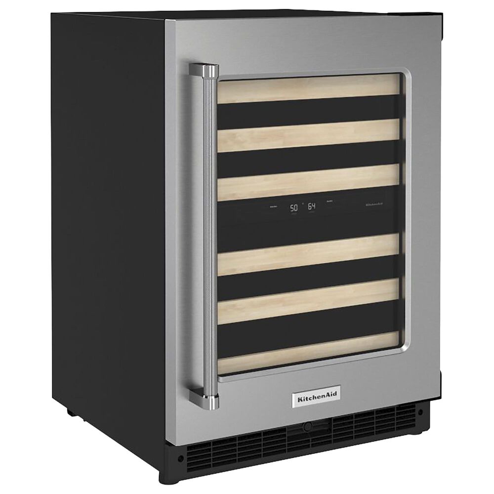 KitchenAid 24&quot; Undercounter Wine Cellar with Right Hinge, Wood-Front Racks in Stainless Steel, , large