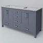 Lexora Home Jacques 60" Double Bathroom Vanity in Dark Grey with 2 cm White Carrara Marble Top and Rectangular Sinks, , large