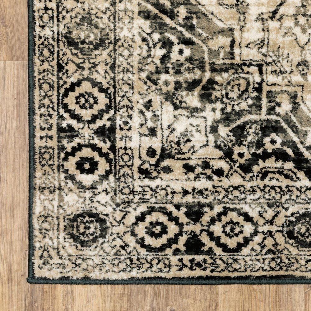 Oriental Weavers Georgia Medallion 429G0 Gray and Black 1'10" x 7'6" Runner, , large