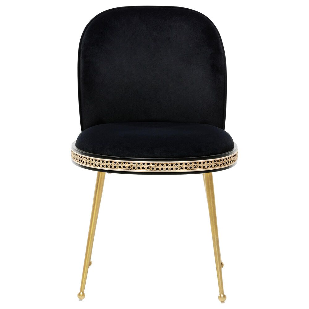 Tov Furniture Harley Dining Chair with Black Cushion in Brushed Gold, , large