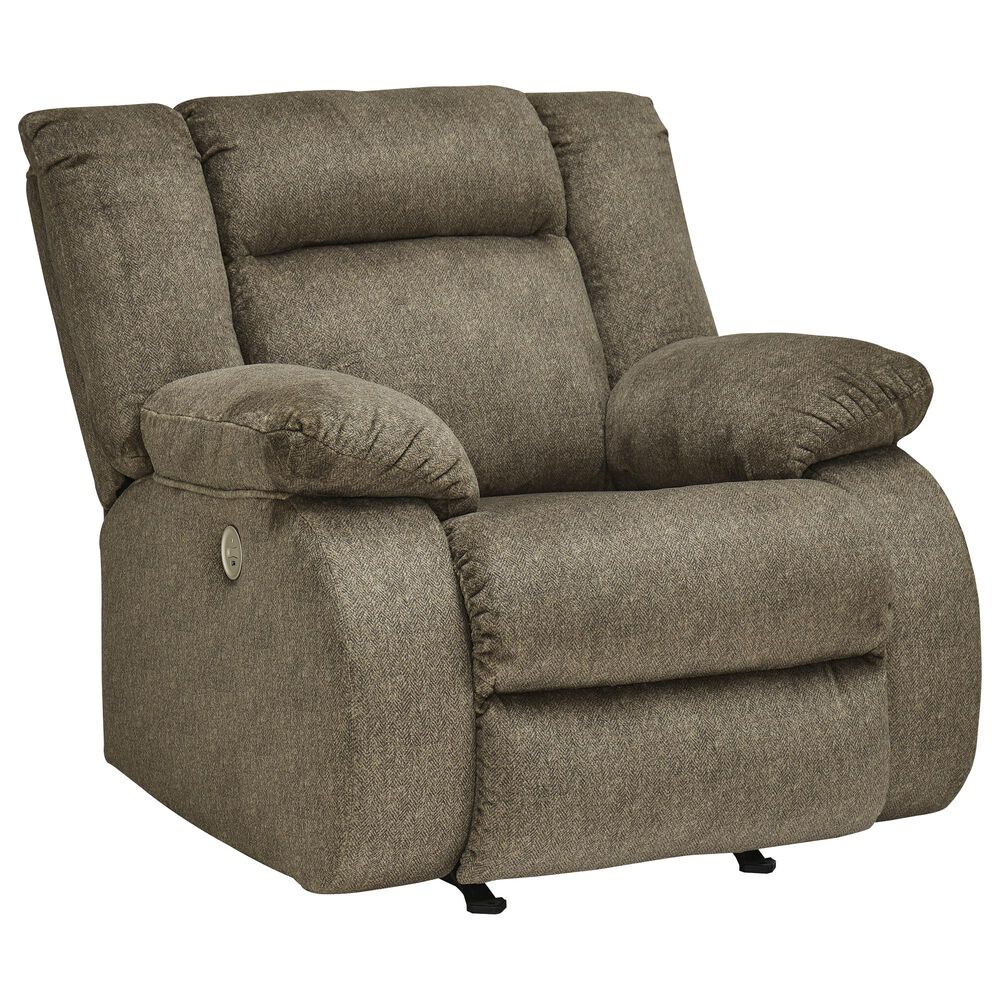 Signature Design by Ashley Burkner Power Rocker Recliner in Mocha Velvet, , large