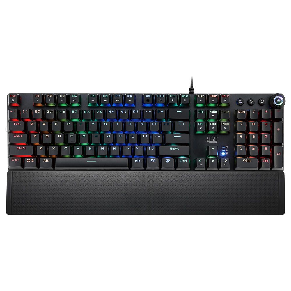 Adesso RGB Programmable Mechanical Gaming Keyboard with Detachable Magnetic Palmrest, , large