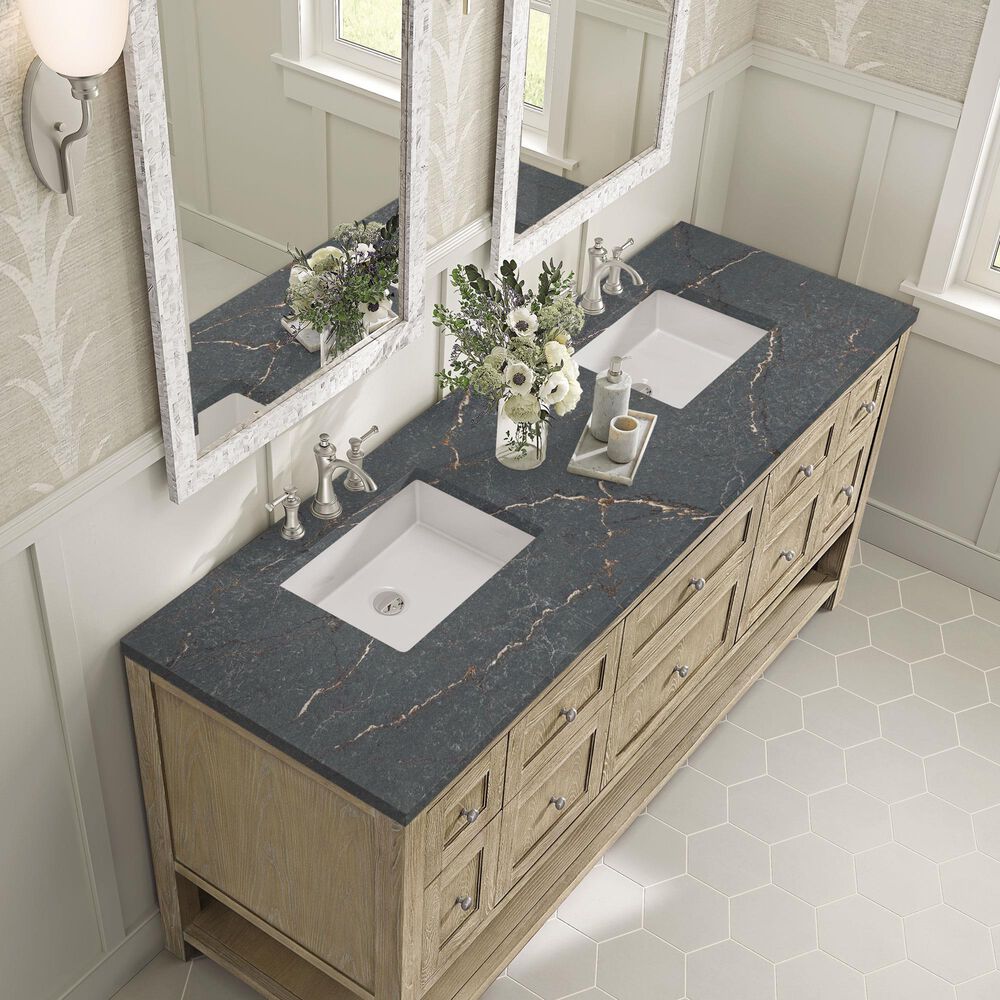 James Martin Vanities Breckenridge 72&quot; Double Vanity in Whitewashed Oak with 3 cm Parisien Bleu Quartz Top, , large