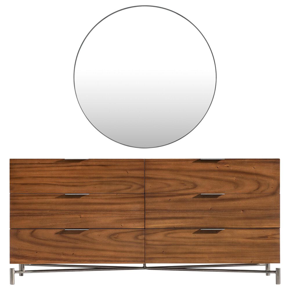 Bernhardt Loft Brasea 6 Drawer Dresser and Mirror in Lume, , large