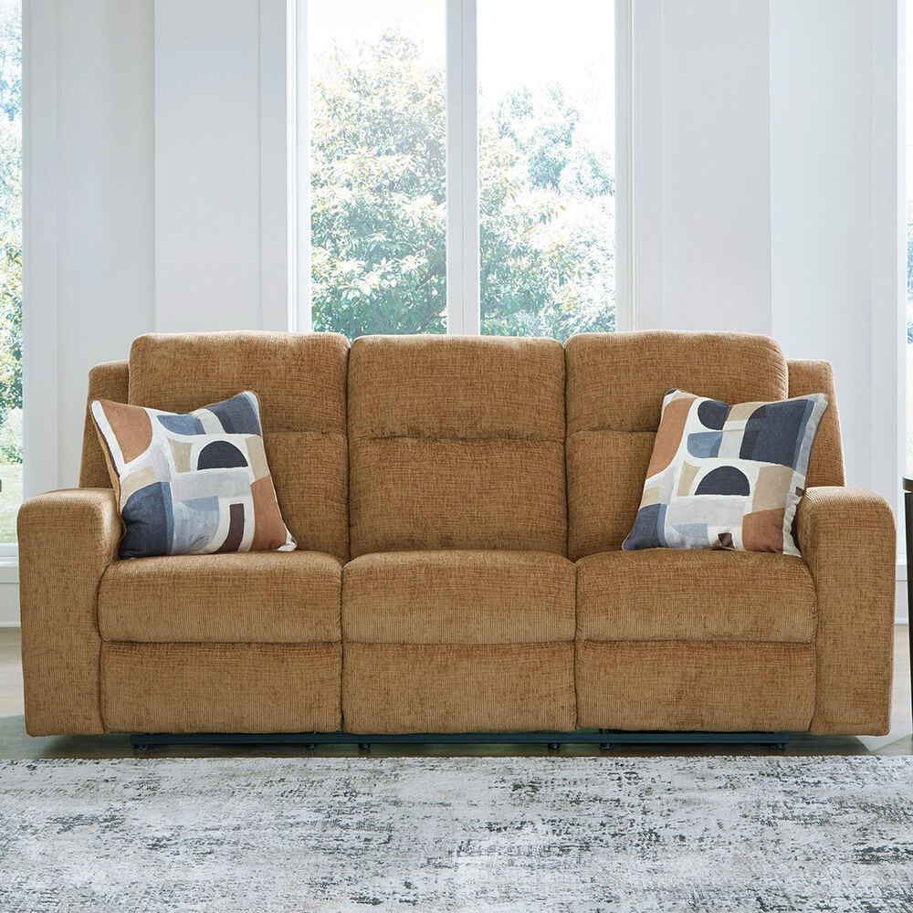 Ashley Kanlow Manual Reclining Sofa in Honey, , large