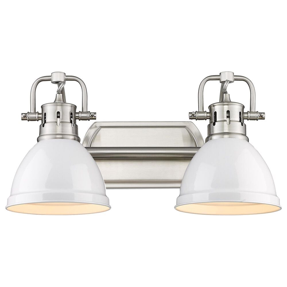 Golden Lighting Duncan 2-Light Bath Vanity in Pewter and Glossy White, , large