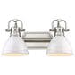 Golden Lighting Duncan 2-Light Bath Vanity in Pewter and Glossy White, , large