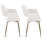 LumiSource Margarite Arm Chair with White Faux Leather Cushion in Gold (Set of 2), , large