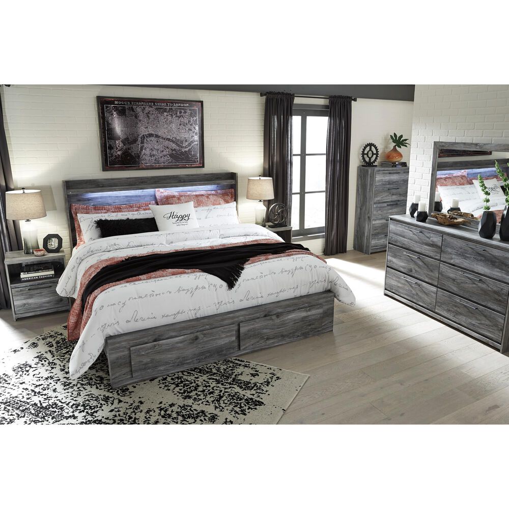 Ashley Baystorm King Panel Bed with 2 Storage Drawers in Gray, , large