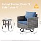 HOMLUX 3-Piece Patio Conversation Set with Square-Arm Swivel Rocking Chairs in Denim Blue, , large