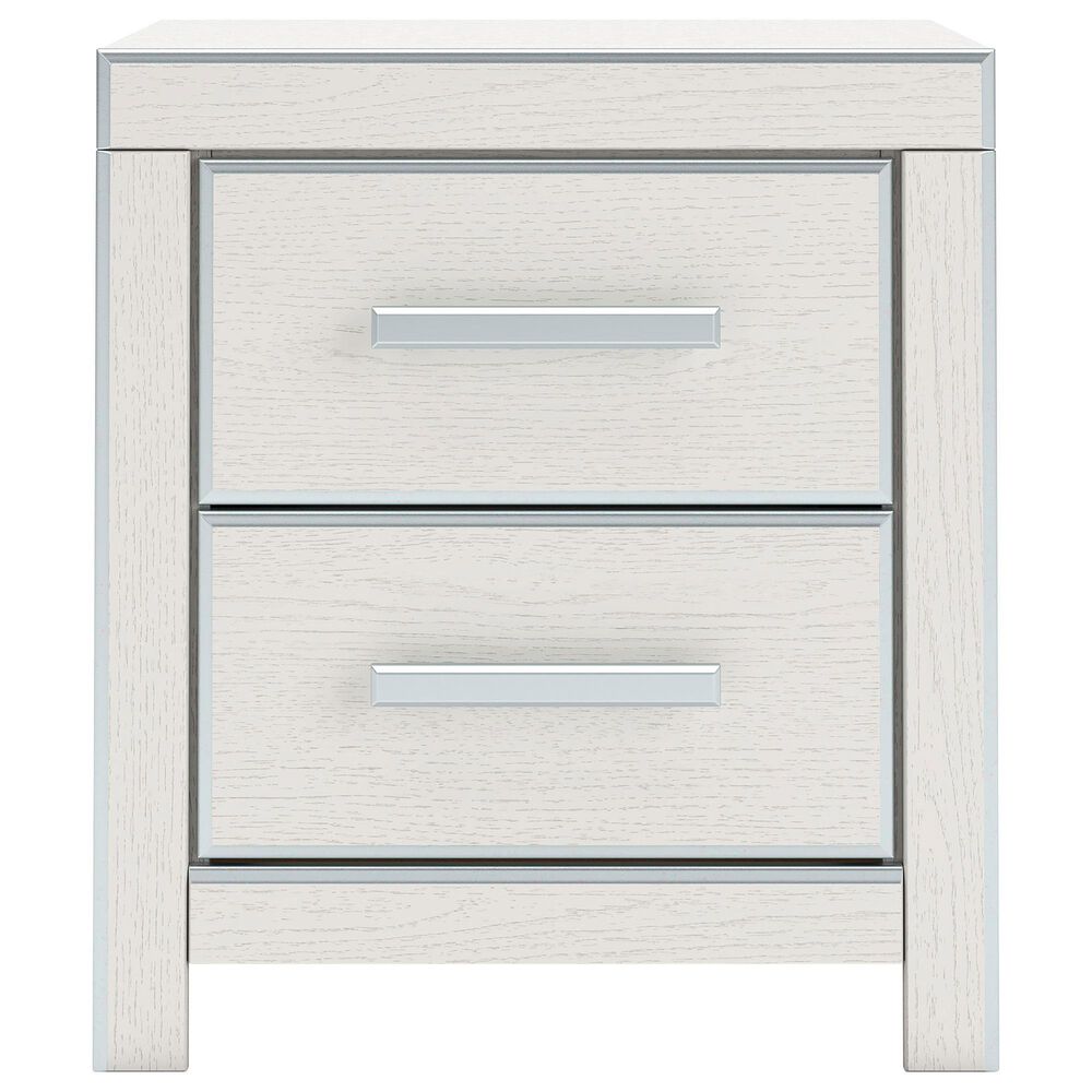 Ashley Zuraleus Queen Upholstered Storage Bed with Two Nightstands in Matte White, , large