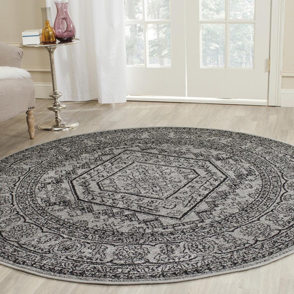 Safavieh Adirondack ADR108A-4R 4" x 4" Silver/Black Round Rug, , large