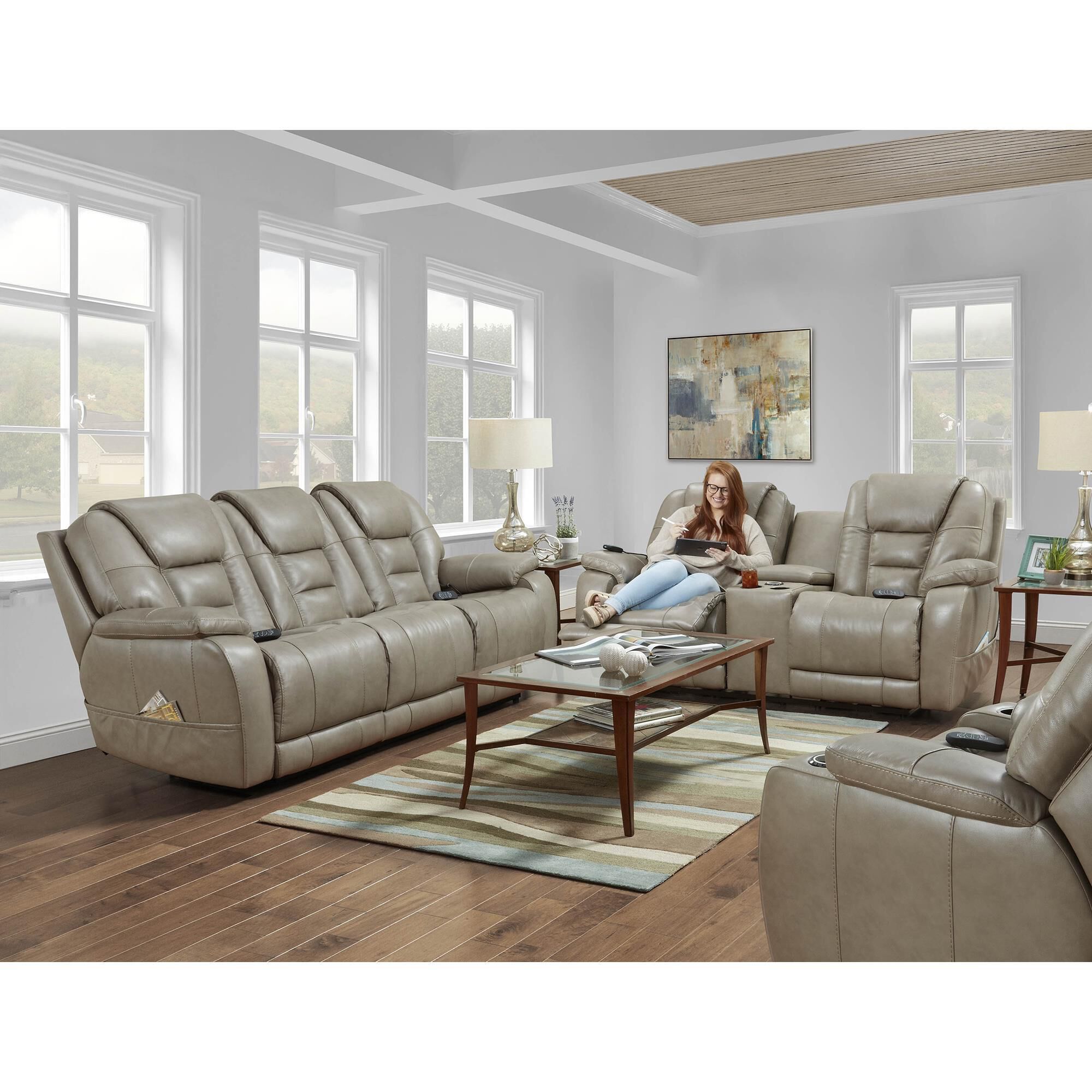 Homestretch double 2025 reclining power sofa