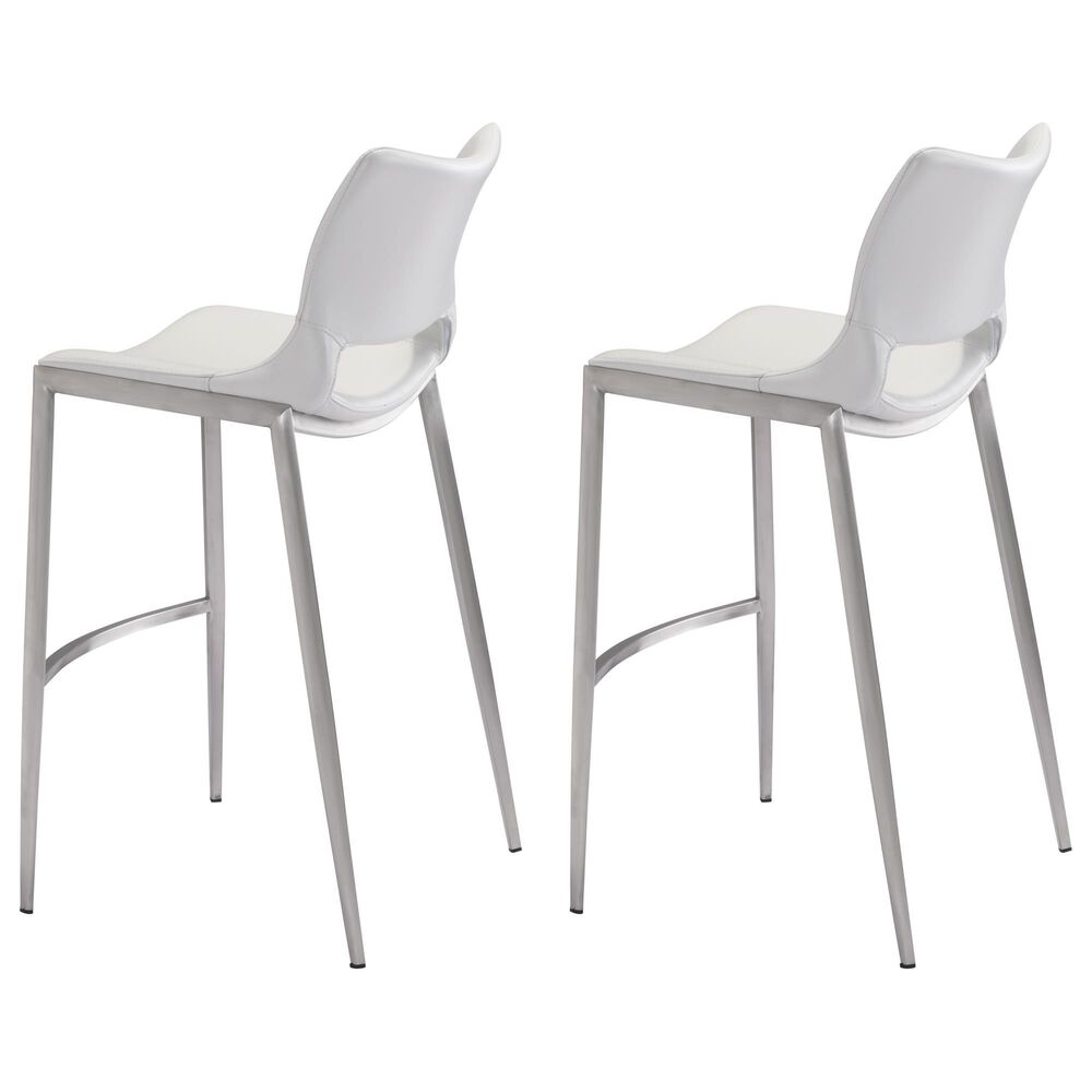 Zuo Modern Ace Bar Stool in White &#40;Set of 2&#41;, , large