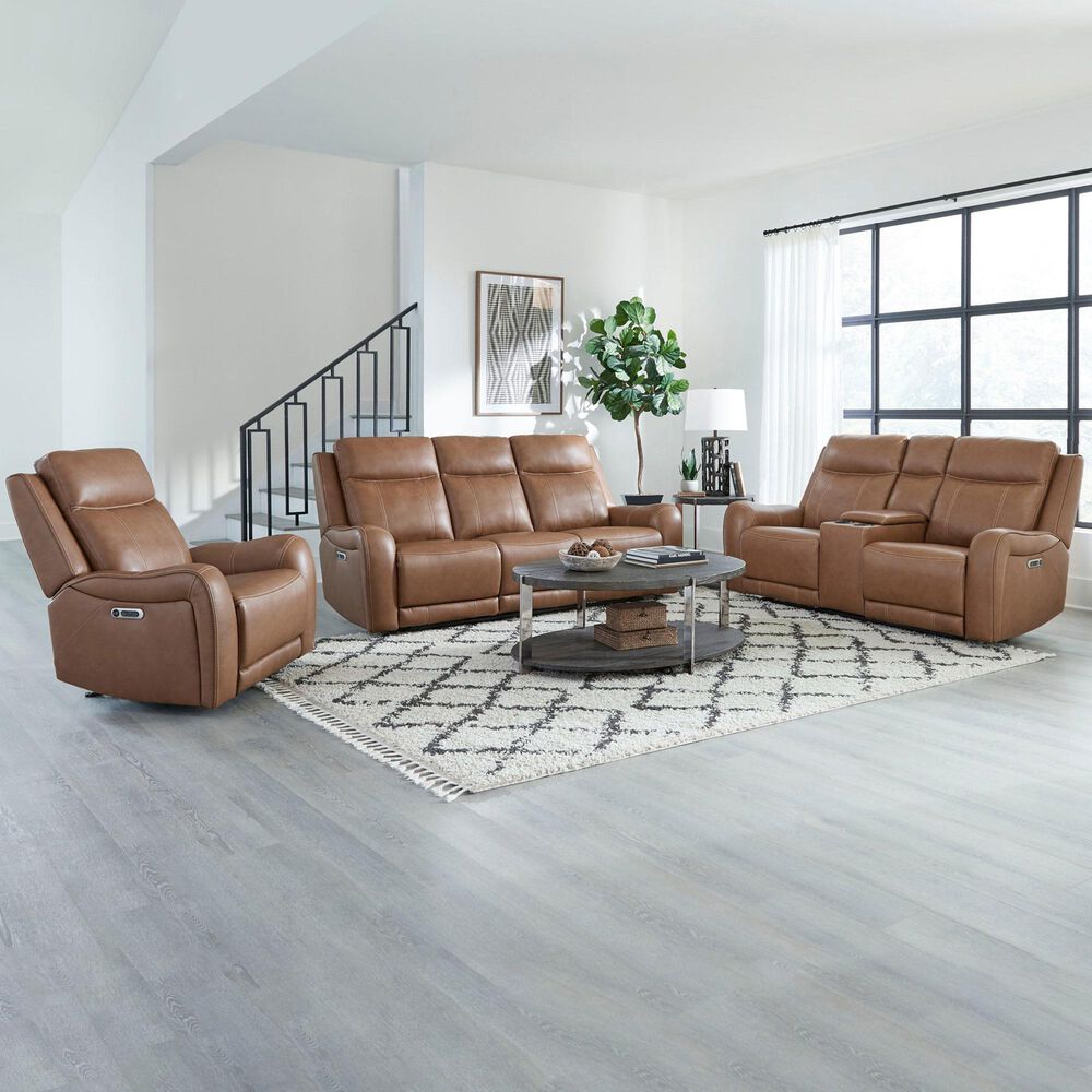 Simeon Collection Haywood Power Sofa with Power Headrests in Butternut, , large