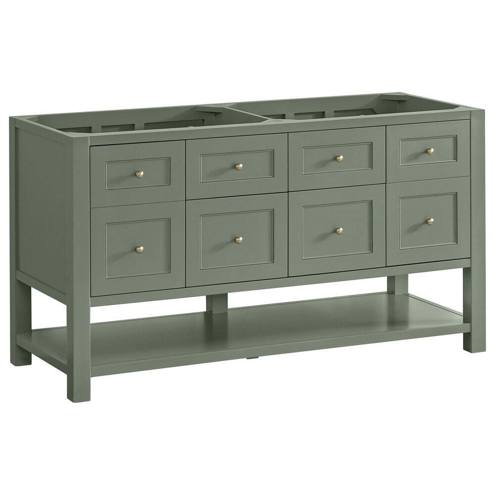 James Martin Vanities Breckenridge 60&quot; Double Bathroom Vanity in Smokey Celadon with 3 cm Ethereal Noctis Quartz Top and Rectangular Sinks, , large