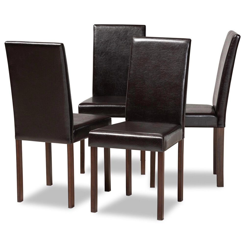 Baxton Studio Andrew Side Chair in Dark Brown (Set of 4), , large