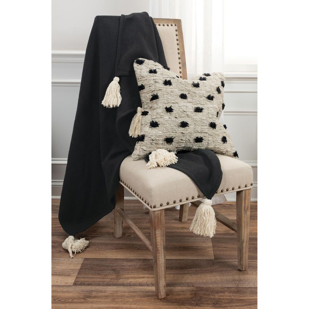 Rizzy Home Polka Dot 20&quot; Down Filled Pillow in Natural, , large