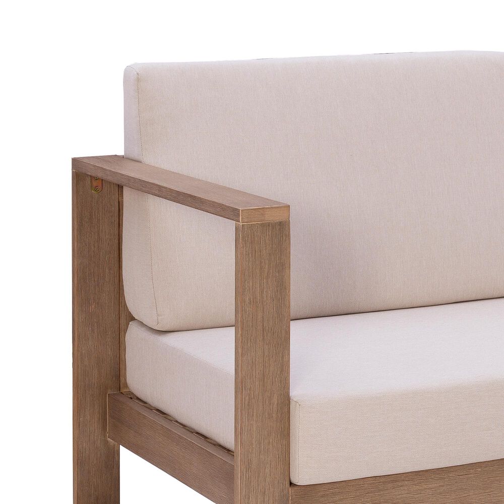 Linon Home Decor Silas 3-Seater Outdoor Sofa with Beige Cushions in Natural, , large