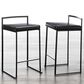LumiSource Fuji Stackable Counter Stool with Black Faux Leather Cushion in Black (Set of 2), , large