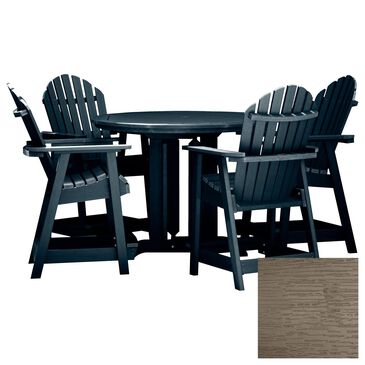 Highwood USA 5-Piece Patio Adirondack Counter Dining Set in Woodland Brown, , large