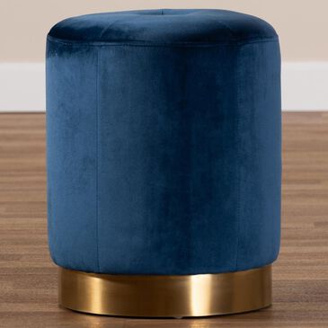 Baxton Studio Alonza Ottoman in Navy Blue/Gold, , large
