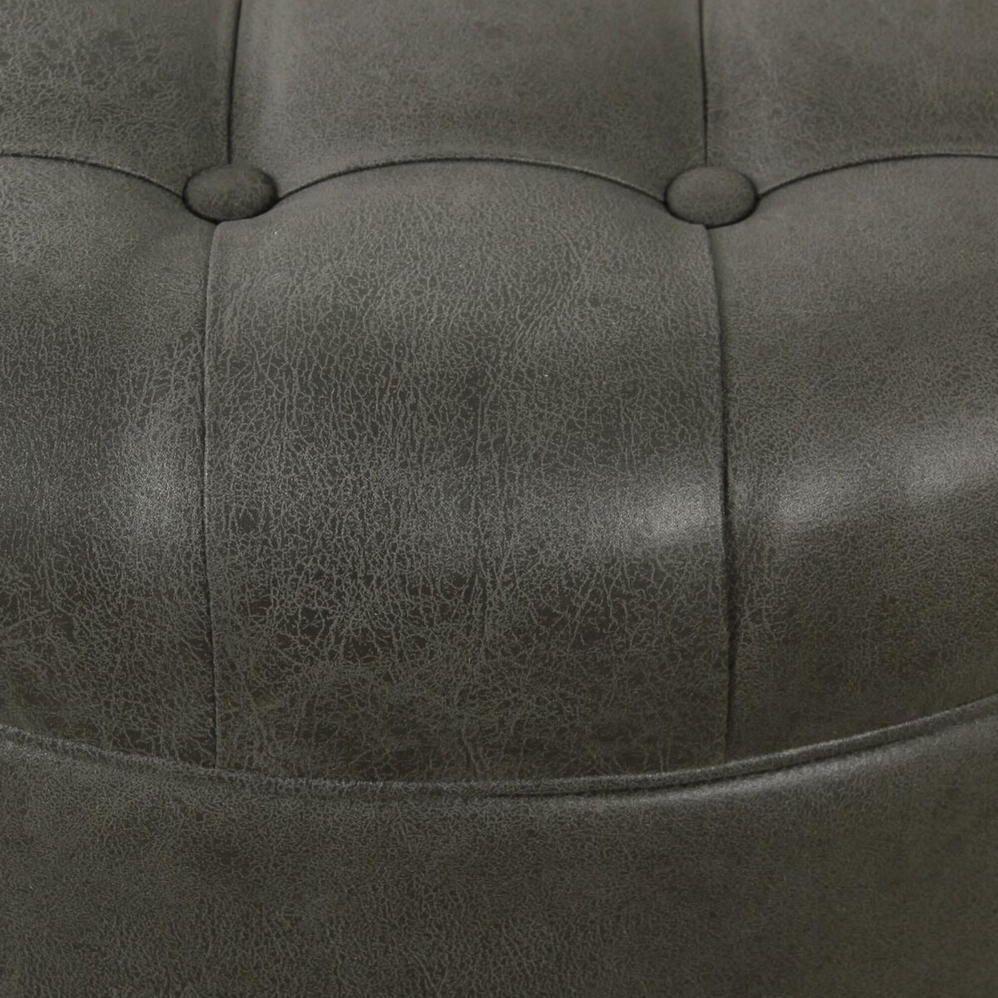 Round grey store leather ottoman