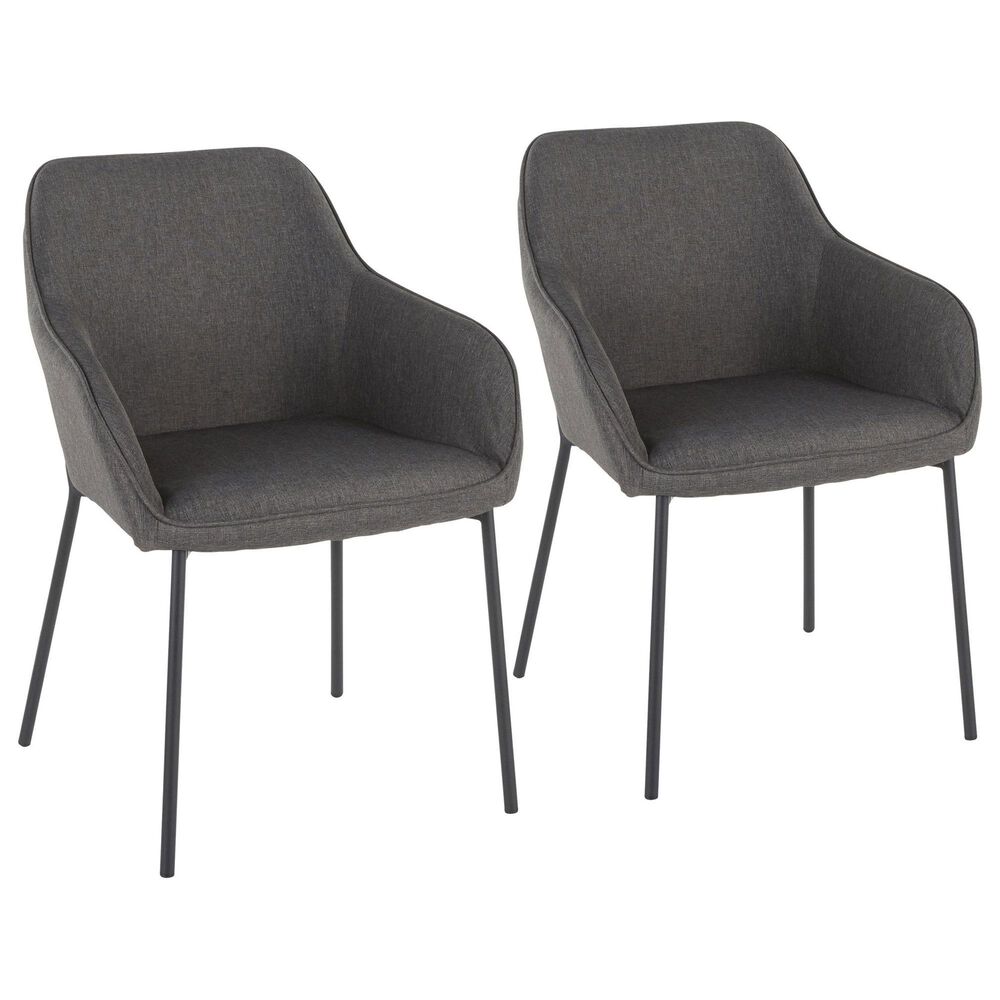 LumiSource Daniella Arm Chair with Charcoal Cushion in Black (Set of 2), , large