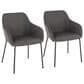 LumiSource Daniella Arm Chair with Charcoal Cushion in Black (Set of 2), , large