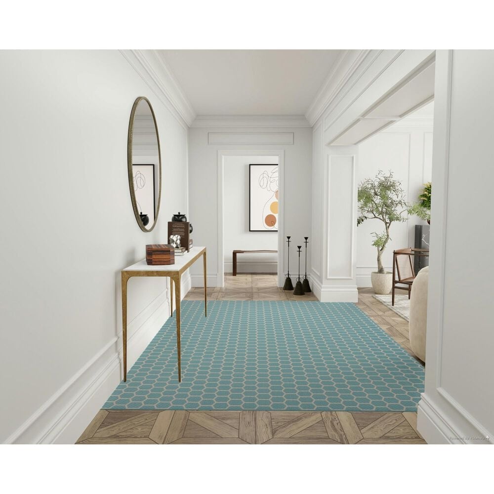 Nourison Twist Reversible 8&#39; x 10&#39; Aqua Indoor/Outdoor Area Rug, , large