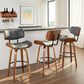LumiSource Lombardi 30" Swivel Barstool with Grey Faux Leather Upholstery in Walnut and Black (Set of 2), , large
