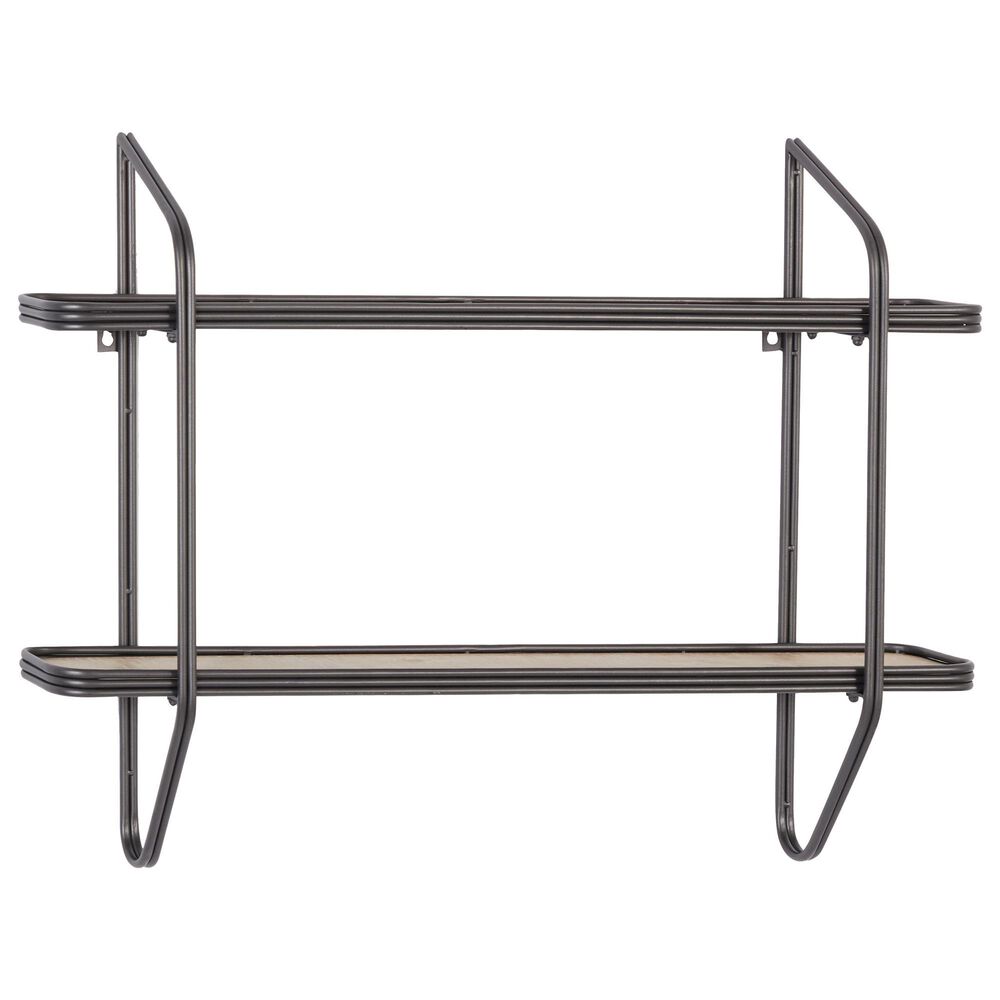 Maple and Jade Industrial Metal Wall Shelf in Black and Natural, , large