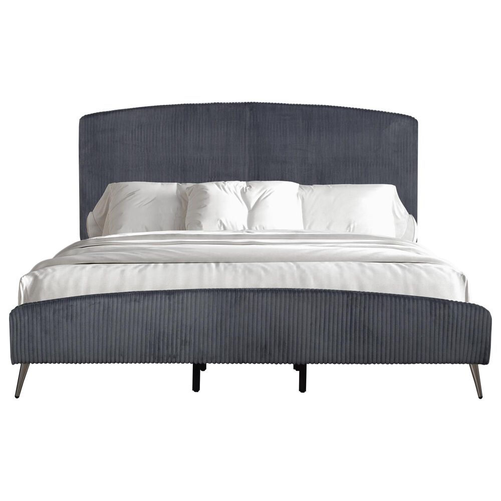 New Heritage Design Kailani King Upholstered Bed in Gray, , large