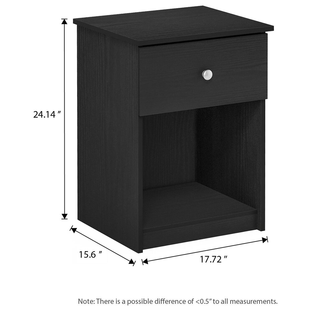 HOMLUX 1-Drawer Modern Nightstand with Knob Handle in Black Oak, , large