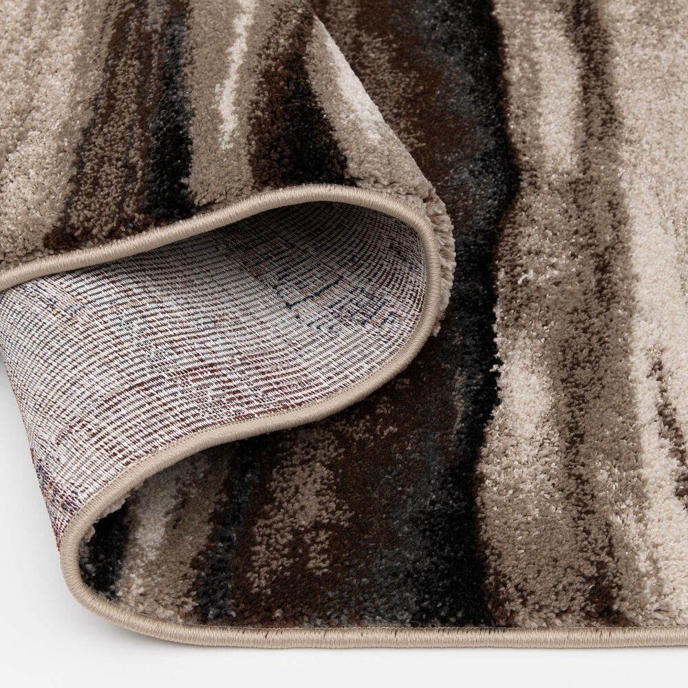 Central Oriental Oklahoma Ottolie White Sand and Truffle 5' x 7'3" Area Rug, , large