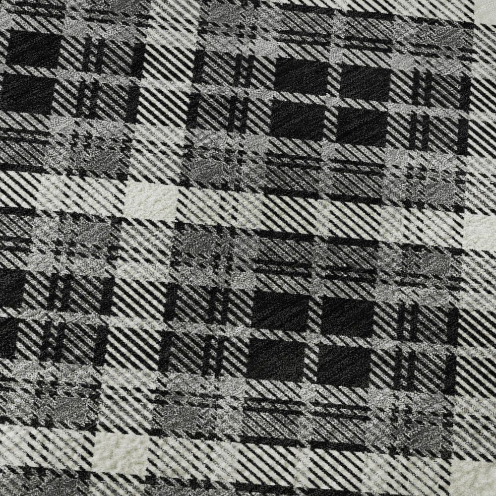 Dalyn Rug Company Soft Essentials Plaid Black 2'3" x 7'6" Indoor/Outdoor Runner, , large