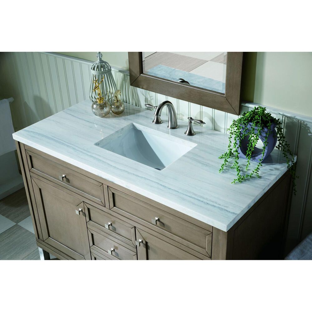 James Martin Vanities Chicago 48&quot; Single Bathroom Vanity in Whitewashed Walnut with 3 cm Arctic Fall Solid Surface Top and Rectangular Sink, , large