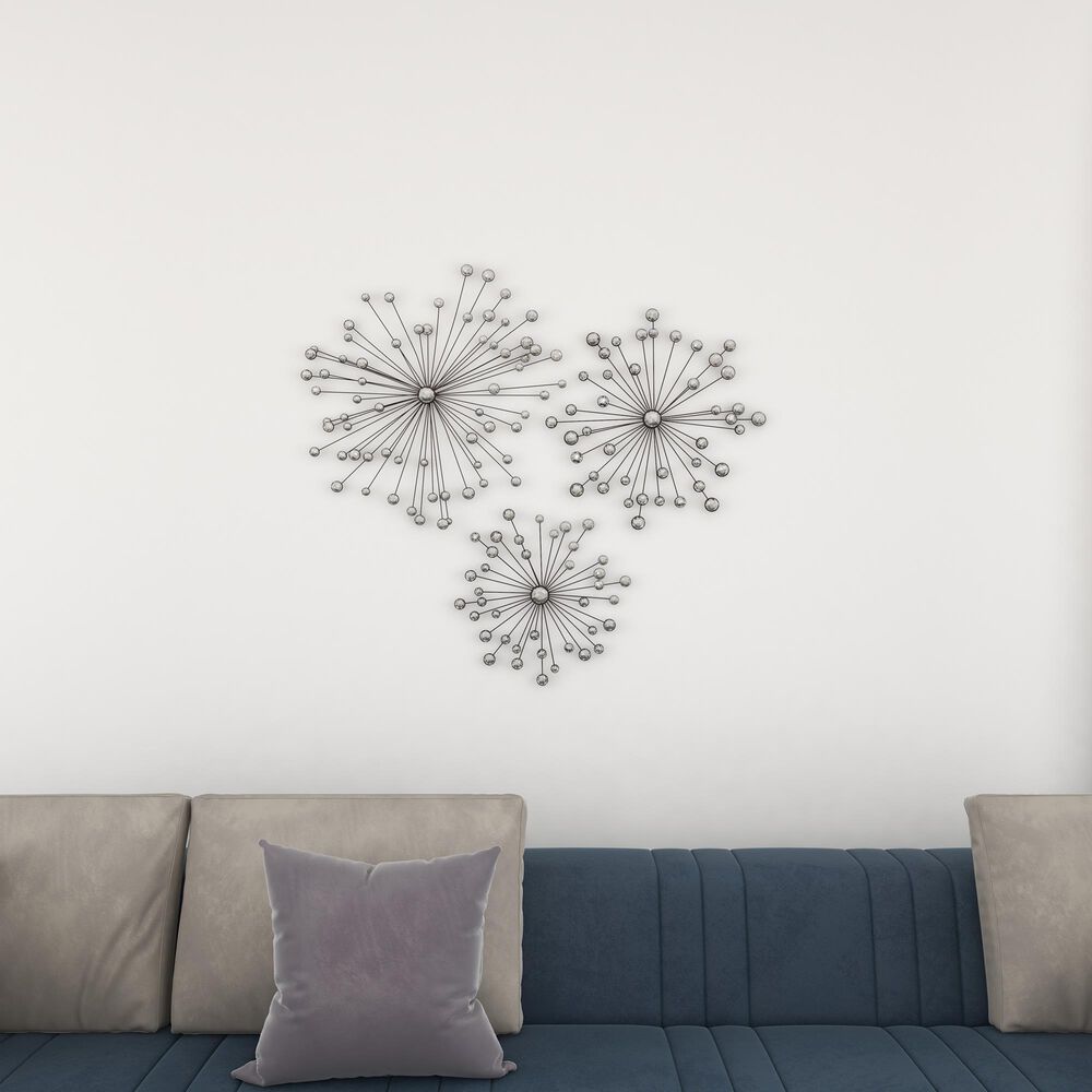 Maple and Jade 24&quot; Round Glam Wall Decor in Black and Clear &#40;Set of 3&#41;, , large
