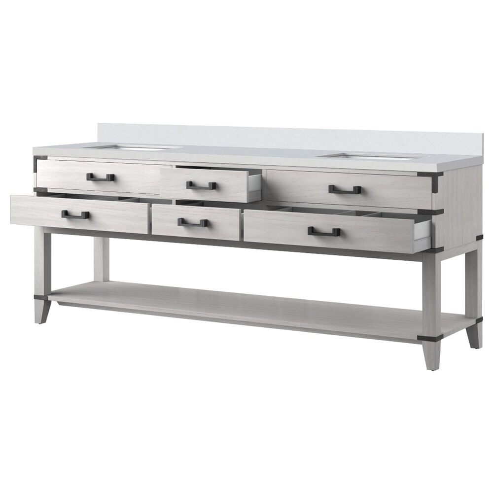 Lexora Home Norwalk 84&quot; Double Bathroom Vanity in White Oak with White Cultured Marble Top and Rectangular Sinks, , large