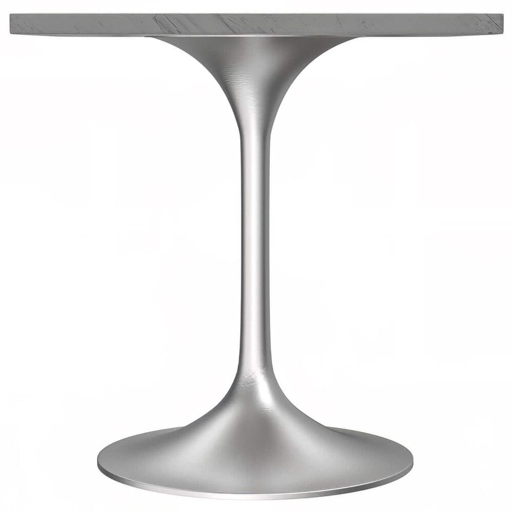 Leisuremod LeisureMod Verve Collection 27 Square Dining Table, Brushed Base with Laminated White Marbleized Top, , large