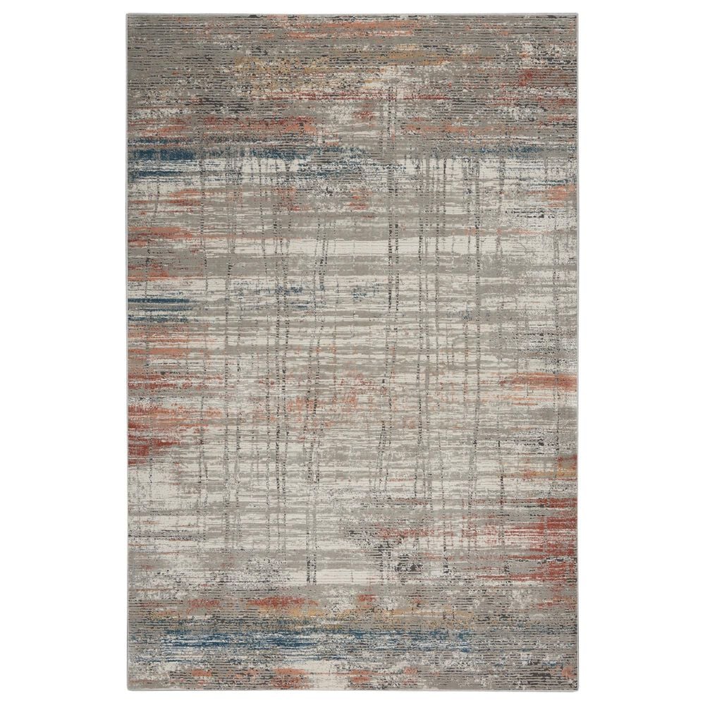 Nourison Rustic Textures Grey and Multicolor 6" x 9" Area Rug, , large