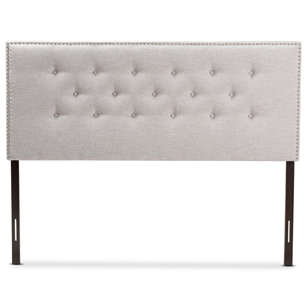 Baxton Studio Windsor Full Upholstered Headboard in Greyish Beige, , large
