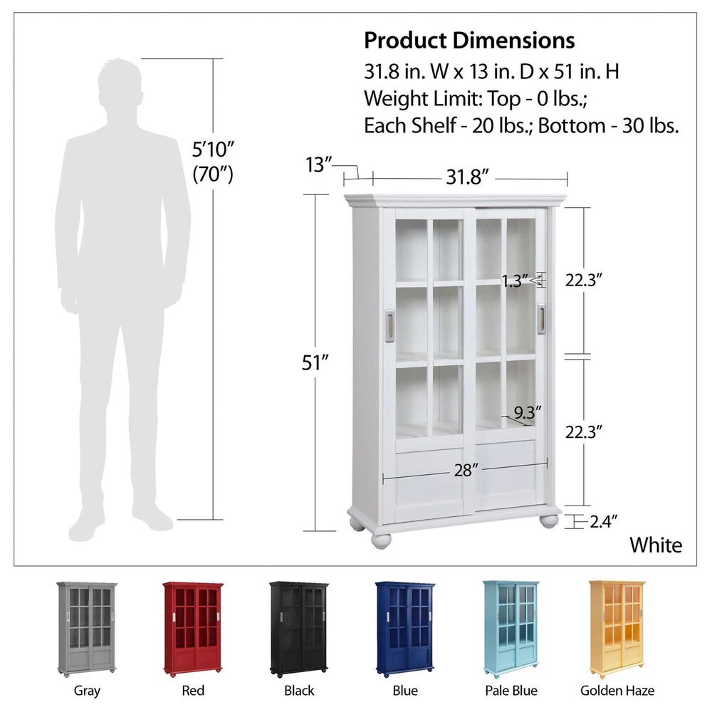 DHP Abbeywood Bookcase with Sliding Glass Doors in Sunlight Yellow, , large