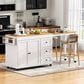 HOMLUX 74.8" Kitchen Island with Extendable Dining Table in White and Natural, , large
