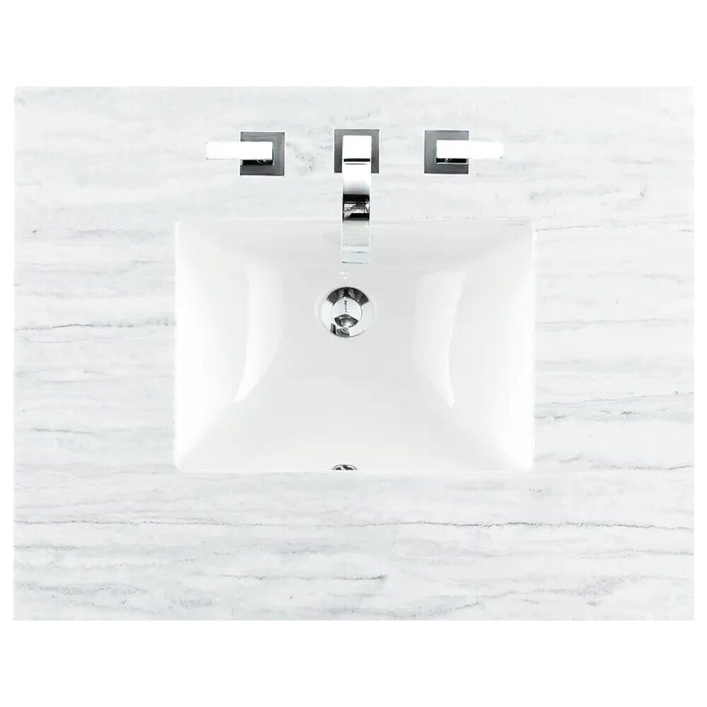 James Martin Addison 30&quot; Single Bathroom Vanity in Glossy White with 3 cm Arctic Fall Solid Surface Top and Rectangular Sink, , large