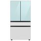Samsung Bespoke 23 Cu. Ft. Counter Depth French Door Refrigerator with Beverage Center - Morning Blue Glass Top Panel with White Glass Middle and Bottom Panels Included, , large